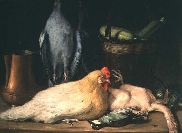 131-0059639 Martwa natura z kurą autorstwa Jose Lopez Enguidanos