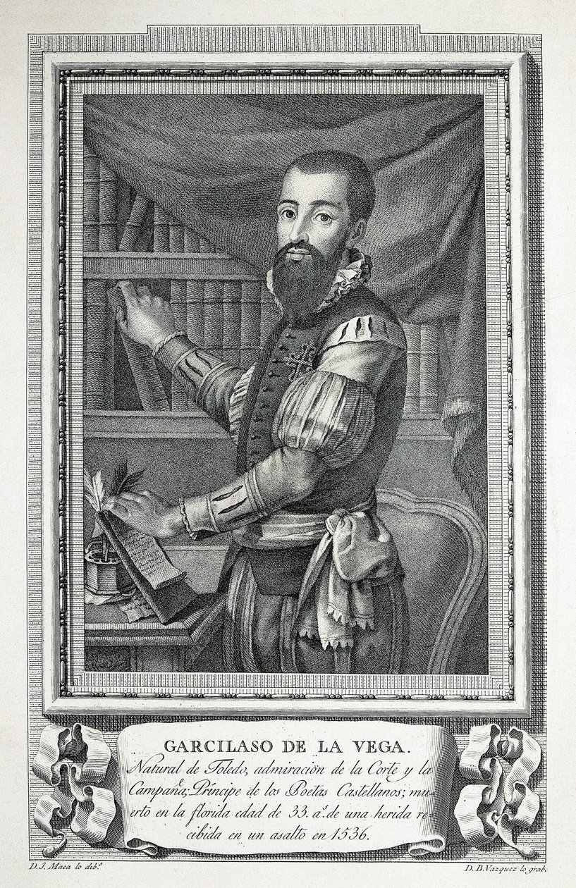MAEA, Jose (1760-1826). Portret Garcilaso de la Vega. 1791. Rysunek Jose Maea burin grawerowane przez Bartolome Vazquez. Akwaforta. autorstwa Jose Maea
