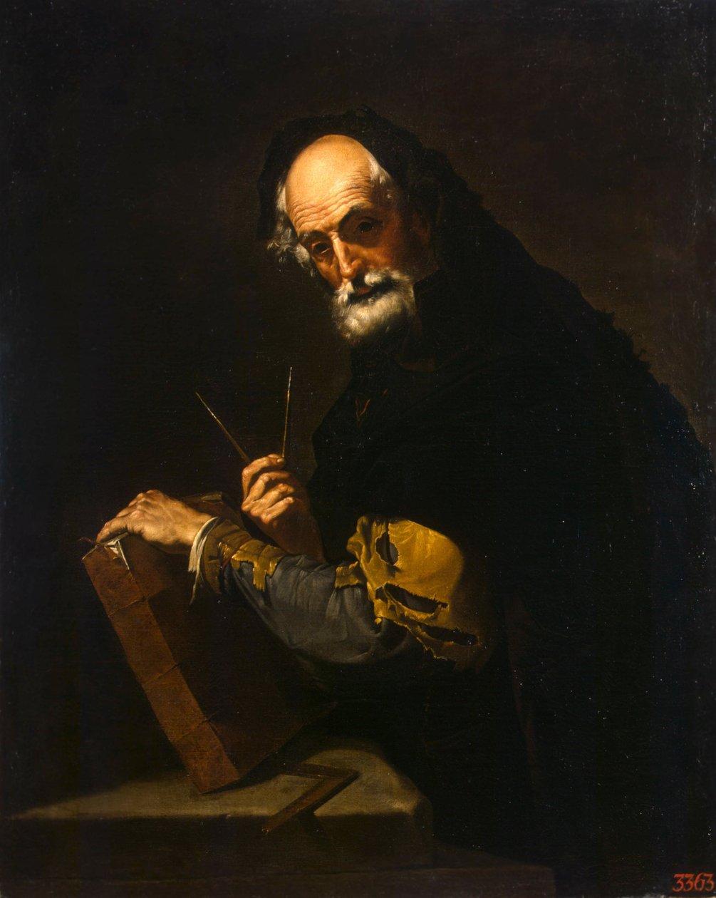 Filozof z książką, kompasem i goniometrem, 1630 autorstwa Jose de Ribera