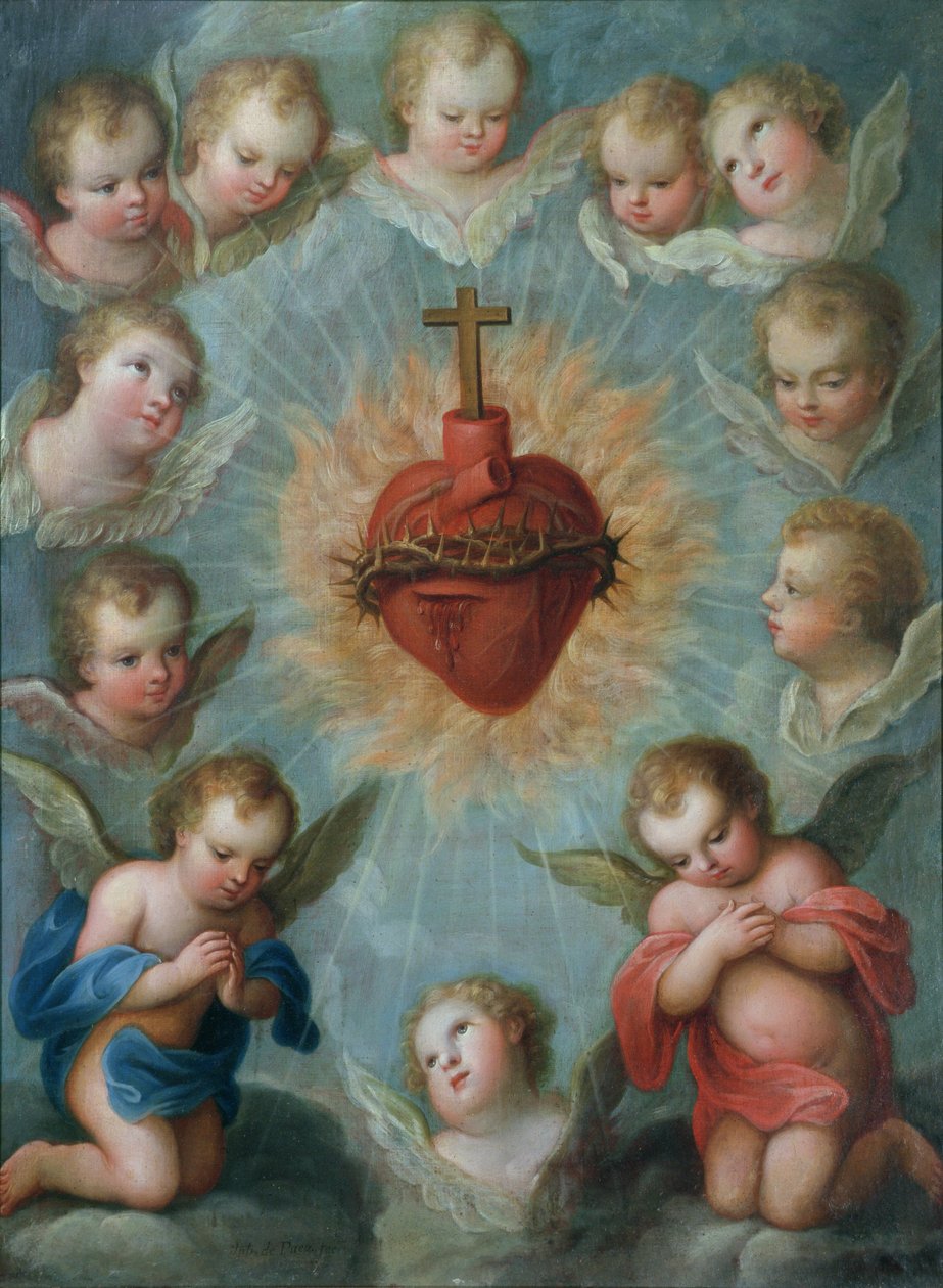 Najświętsze Serce Jezusa w otoczeniu aniołów, ok. 1775 r. autorstwa Jose de or Joseph Paez