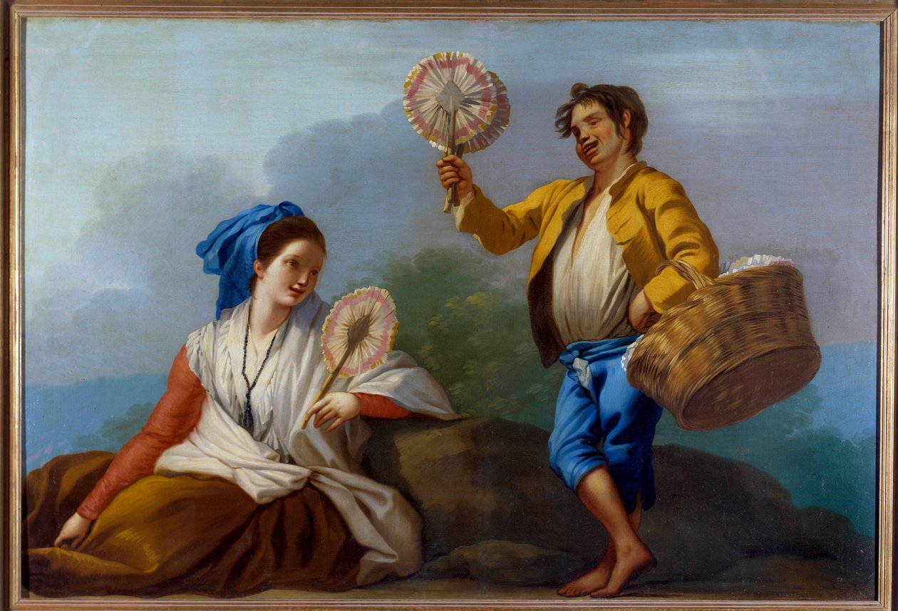 Kupiec z Eventails Obraz Jose del Castillo (1737-1793) XVIII-wieczne Muzeum Prado . w Madrycie autorstwa José del Castillo
