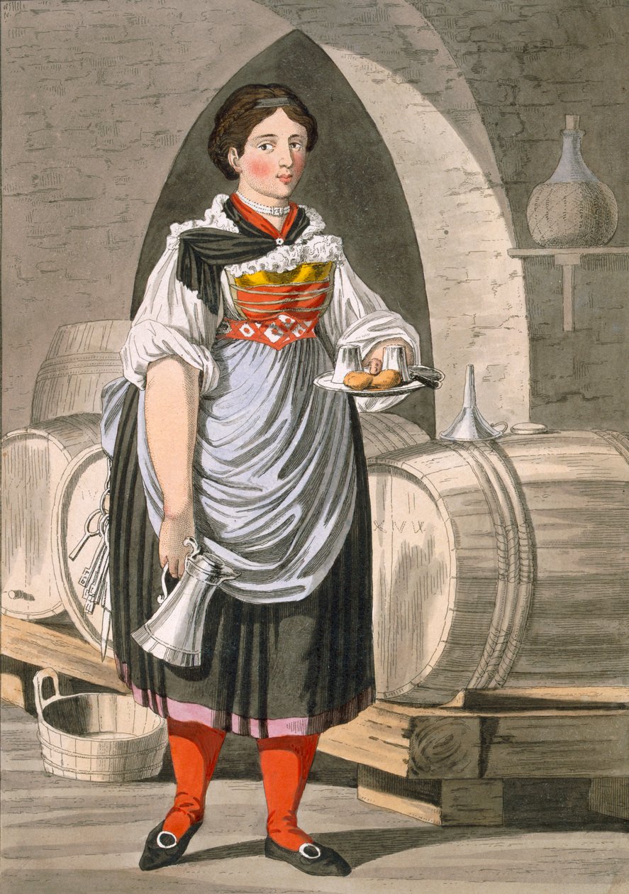 Służąca w gospodzie w pobliżu Innsbrucka, ok. 1800 r. autorstwa Josef Anton Kapeller