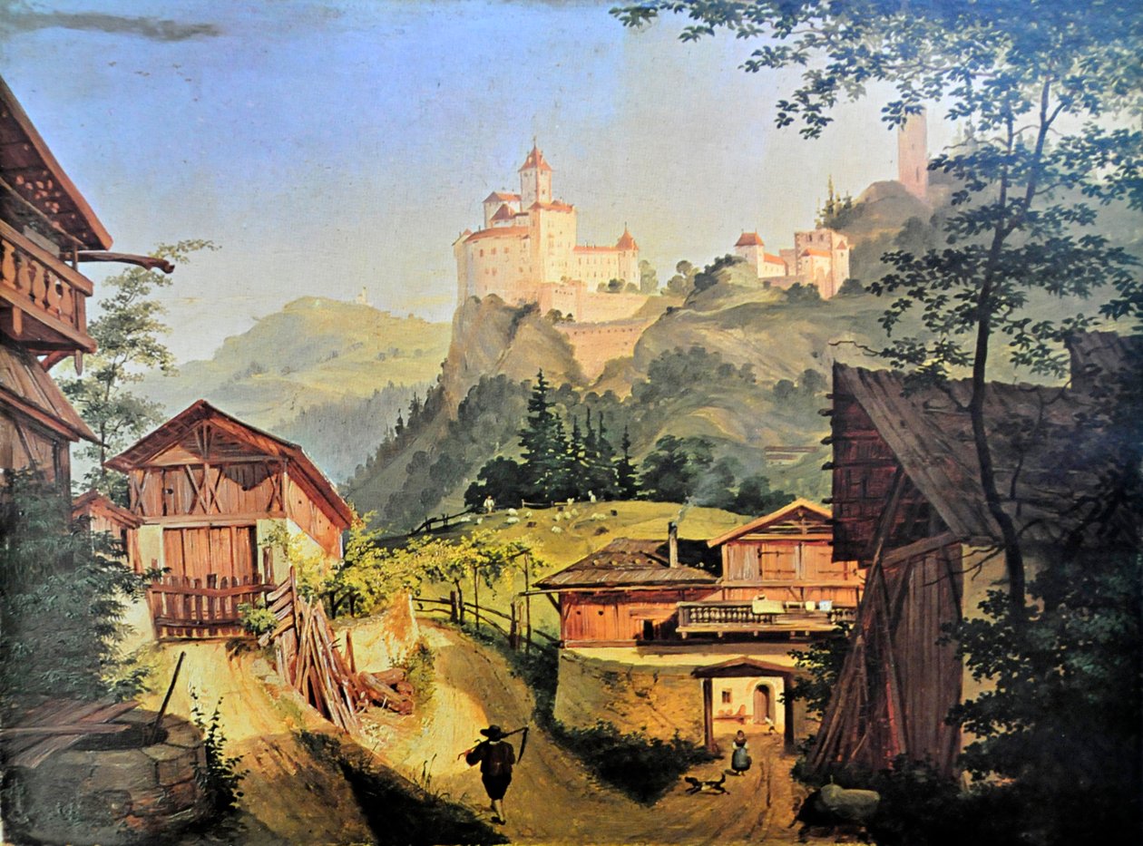Waidbruck z Trostburgiem w tle autorstwa Josef Arnold derJüngere