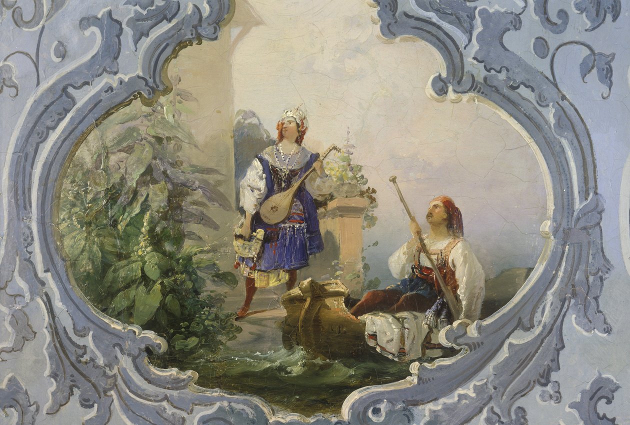 Porwanie z Seraju, lata 50. XIX wieku (malarstwo ścienne) autorstwa Josef Matj Navrátil
