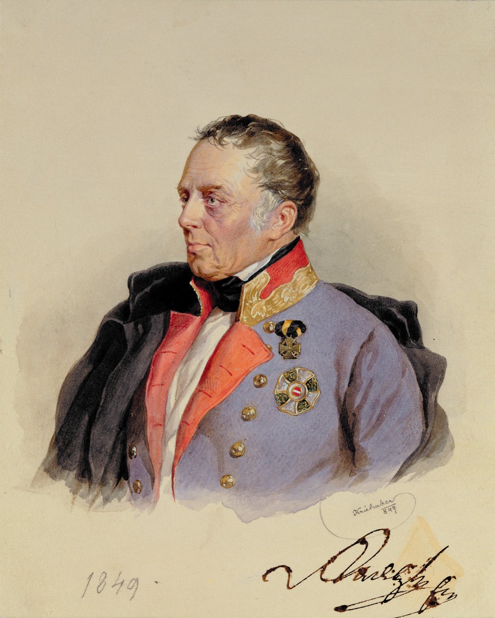 Johann Joseph Wenzel, hrabia Radetzky (1766-1858) gubernator terytoriów lombardzkich i weneckich w połowie XIX wieku, 1849 autorstwa Josef Nikolaus Kriehuber