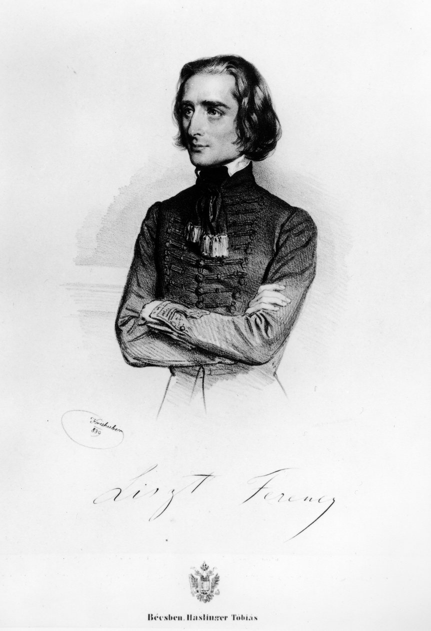Portret Franciszka Liszta (1811-86) 1839 autorstwa Josef Nikolaus Kriehuber