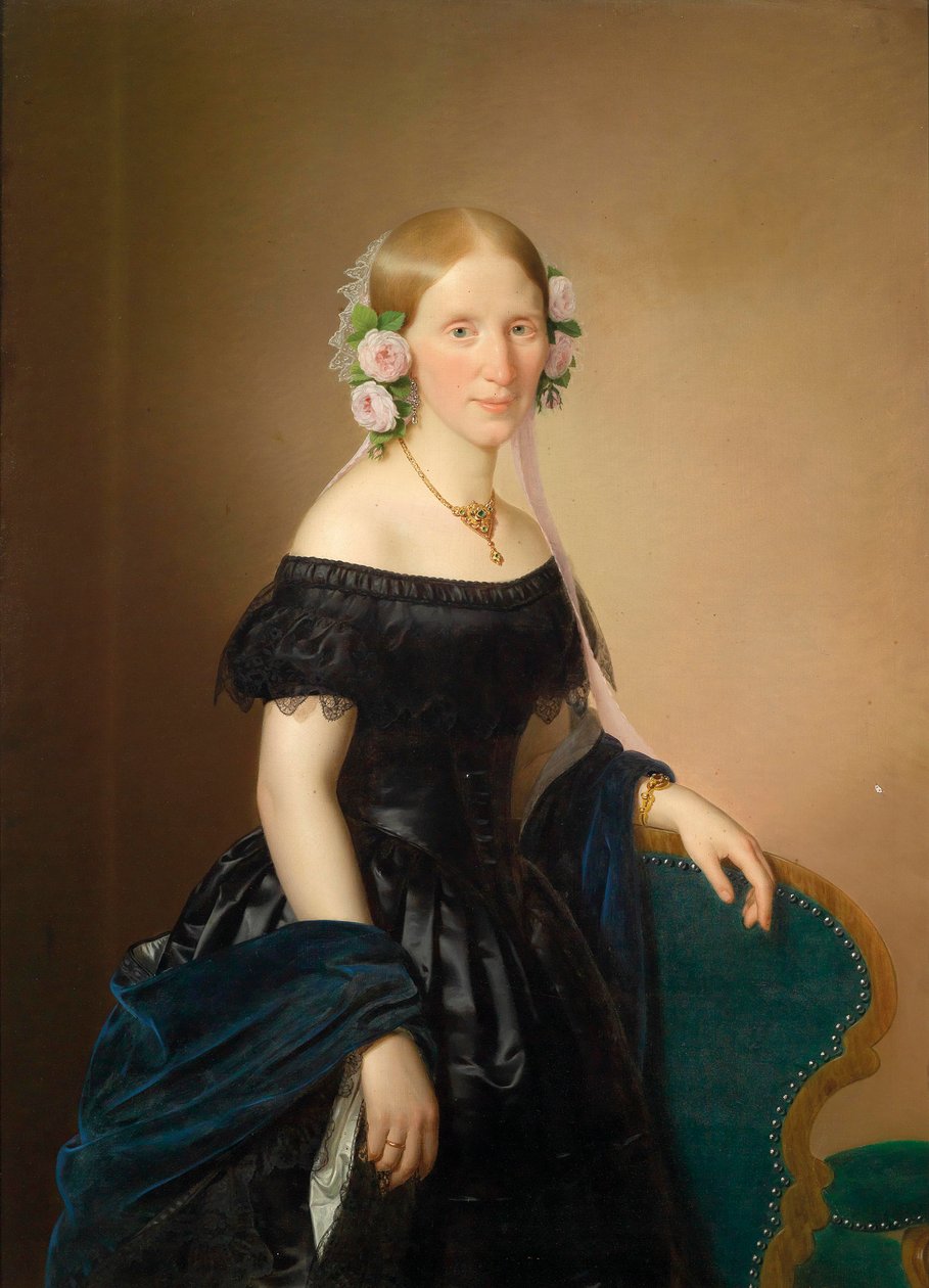 Portret damy z różami we włosach autorstwa Josef Weidner