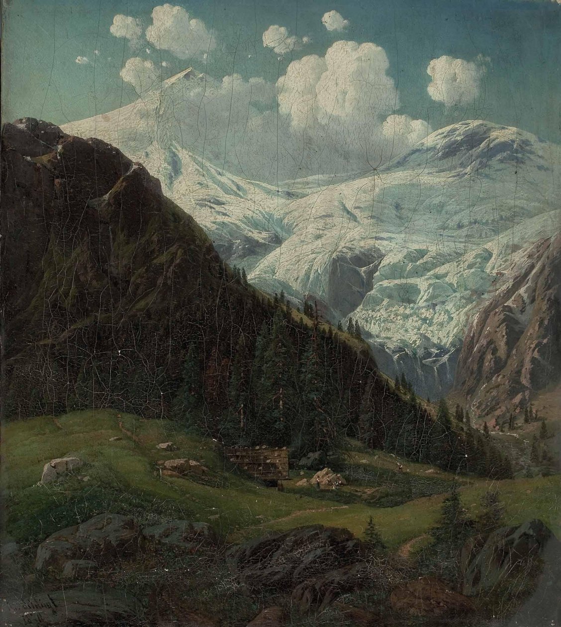 Tiroler Hochalm z widokiem na lodowiec Hintertux autorstwa Josef von Schlogl