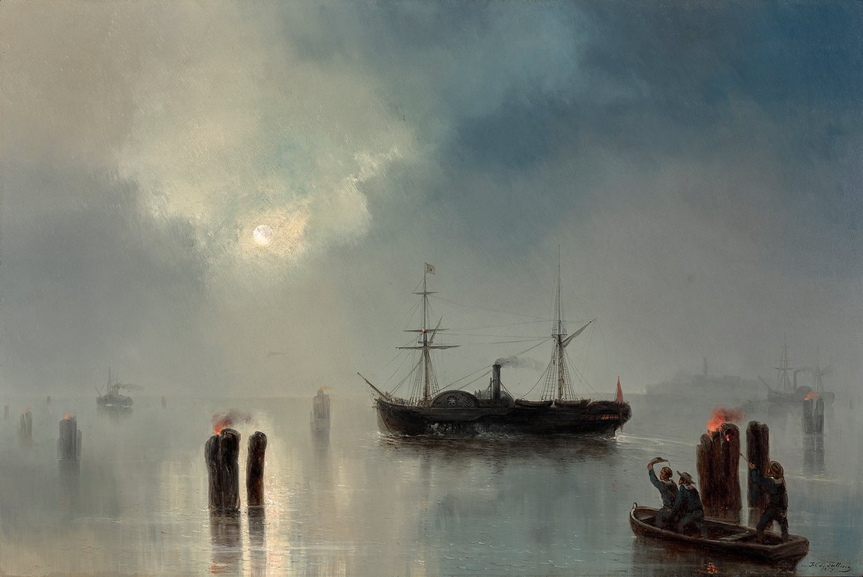 Nocna przejażdżka po lagunie autorstwa Josef Carl Berthold Püttner