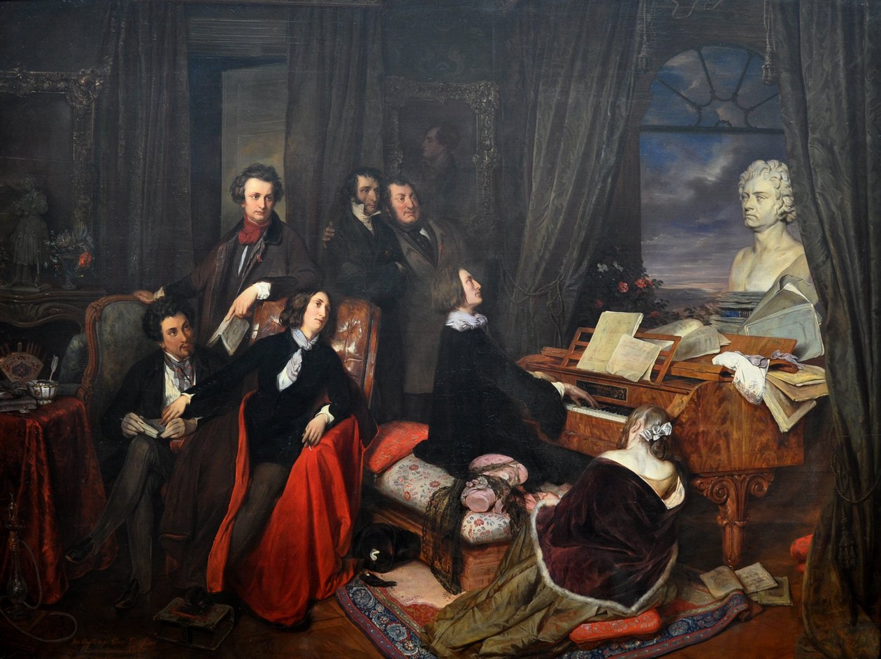 Franciszek Liszt Fantazje przy fortepianie, 1840 autorstwa Josef Danhauser