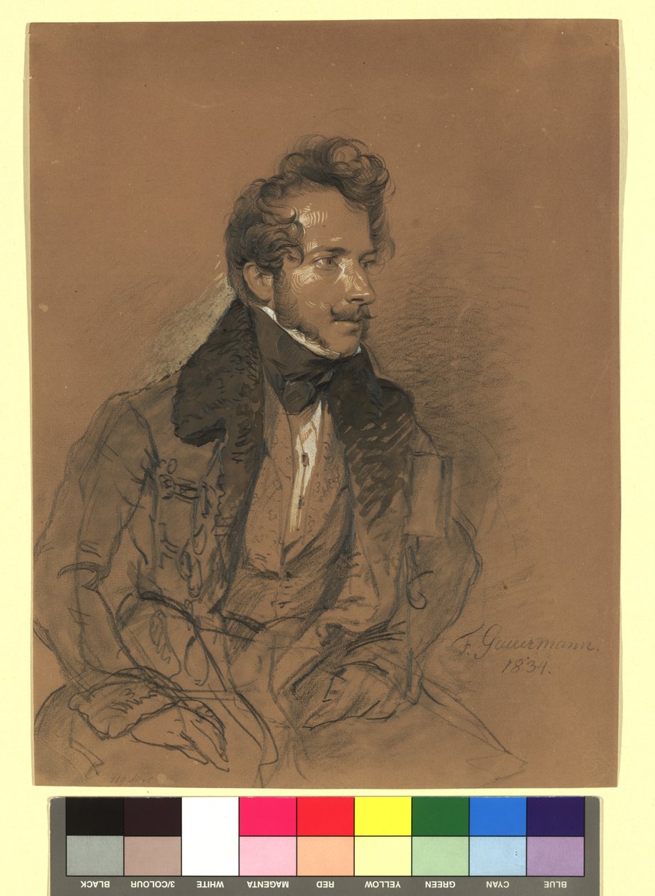 Friedrich Gauermann (1807-1862), malarz, grafik autorstwa Josef Danhauser