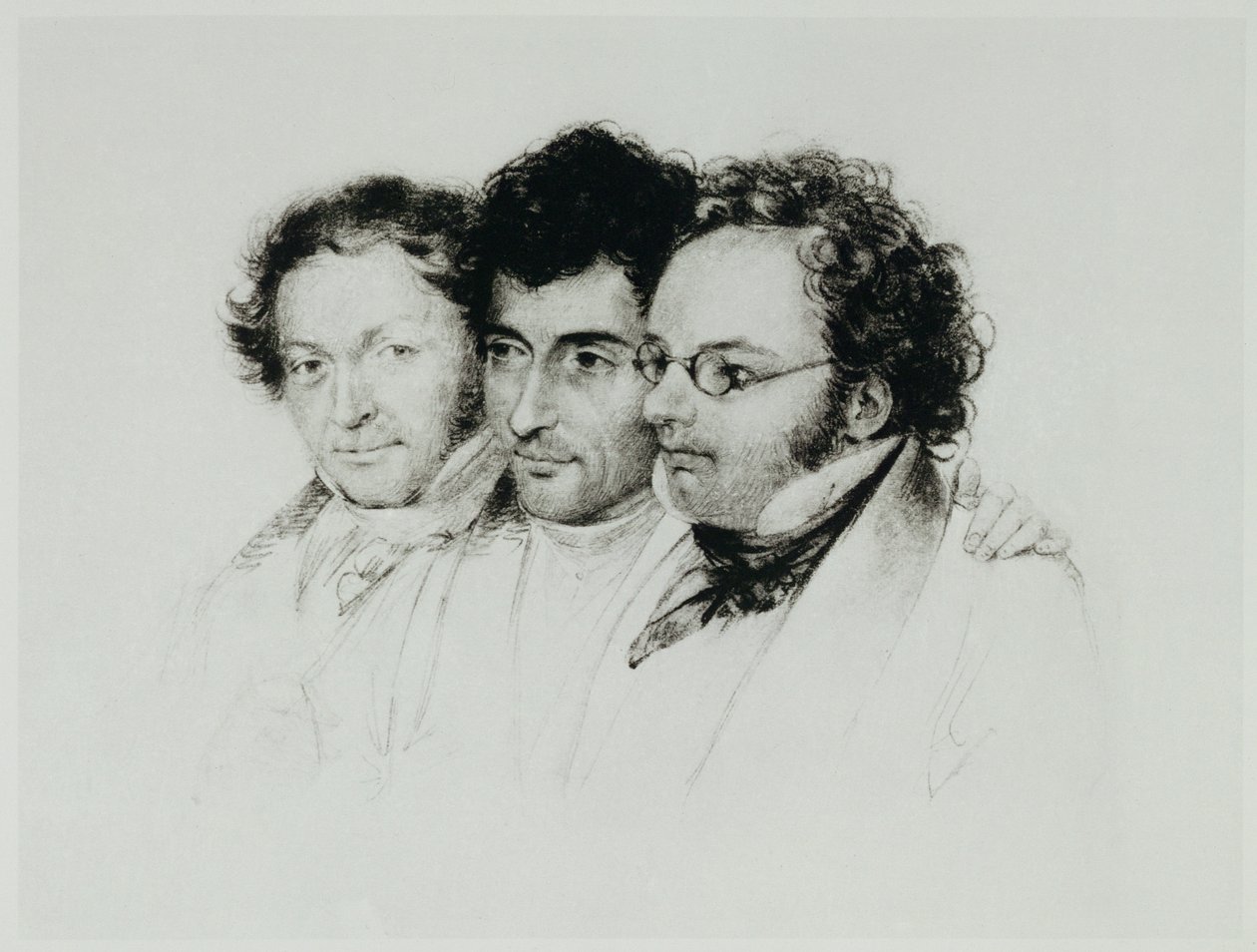 Johann Baptist Jenger, Anselm Huettenbrenner i Franz Schubert ... autorstwa Josef Eduard Teltscher