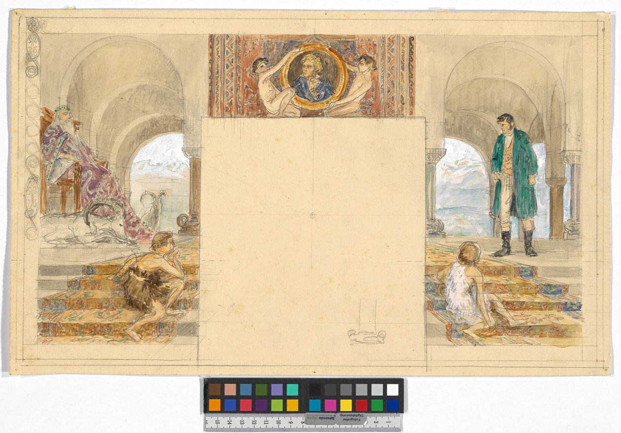 Król Alp i mizantrop (projekt do cyklu Ferdinanda Raimunda „Król Alp i mizantrop” w zamku Kogl, Attergau) autorstwa Josef Engelhart