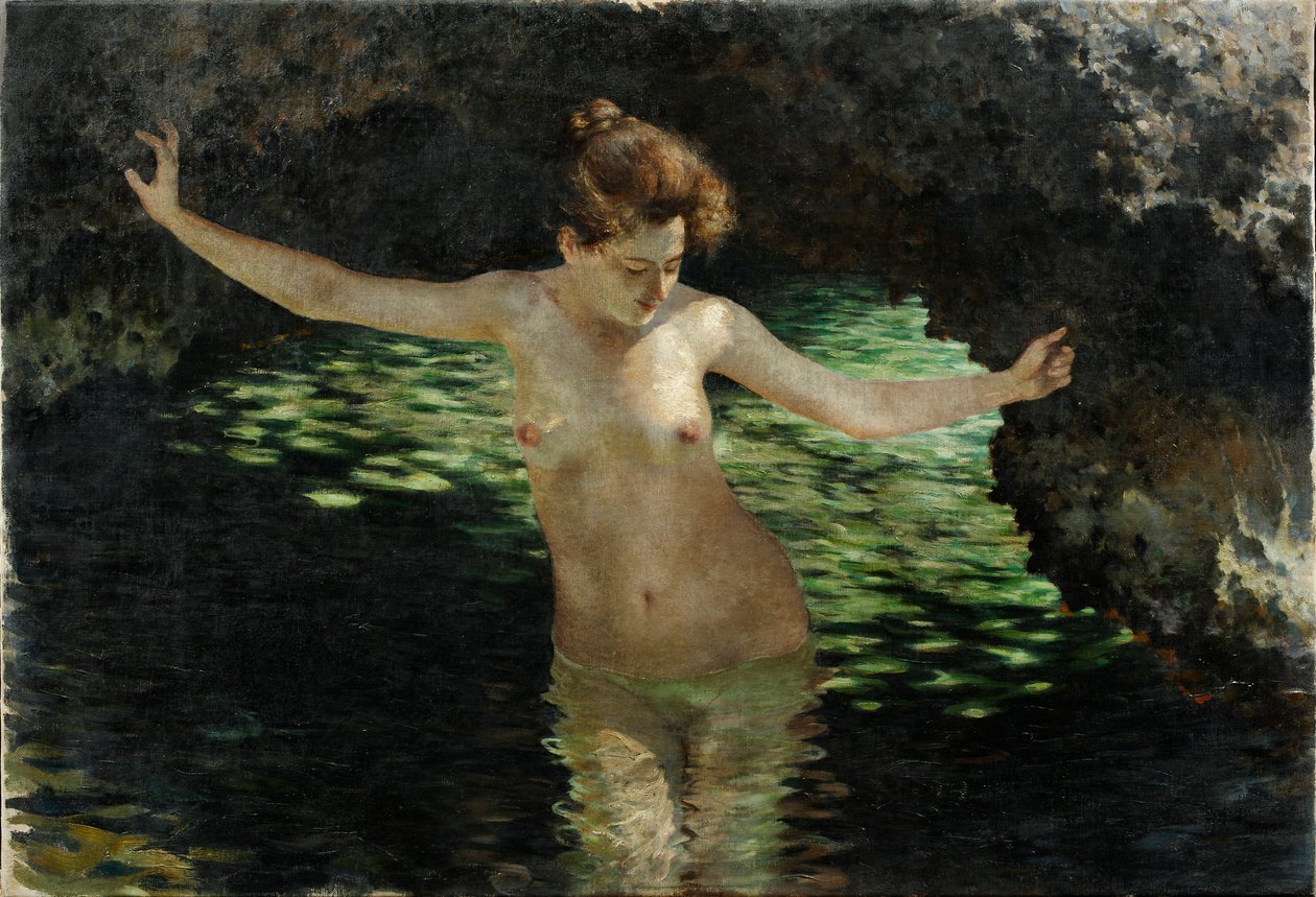 Leśne jezioro - Kąpiący się autorstwa Josef Engelhart