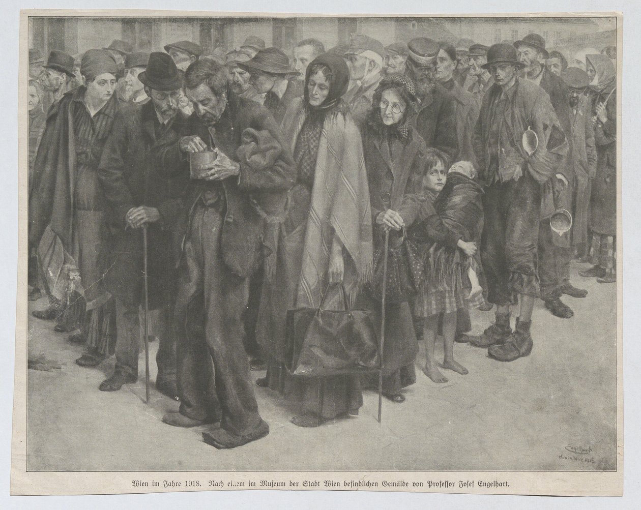 Wycinek prasowy, prawdopodobnie z „Leipziger Illustrirten Zeitung”: „Wiedeń w roku 1918” autorstwa Josef Engelhart
