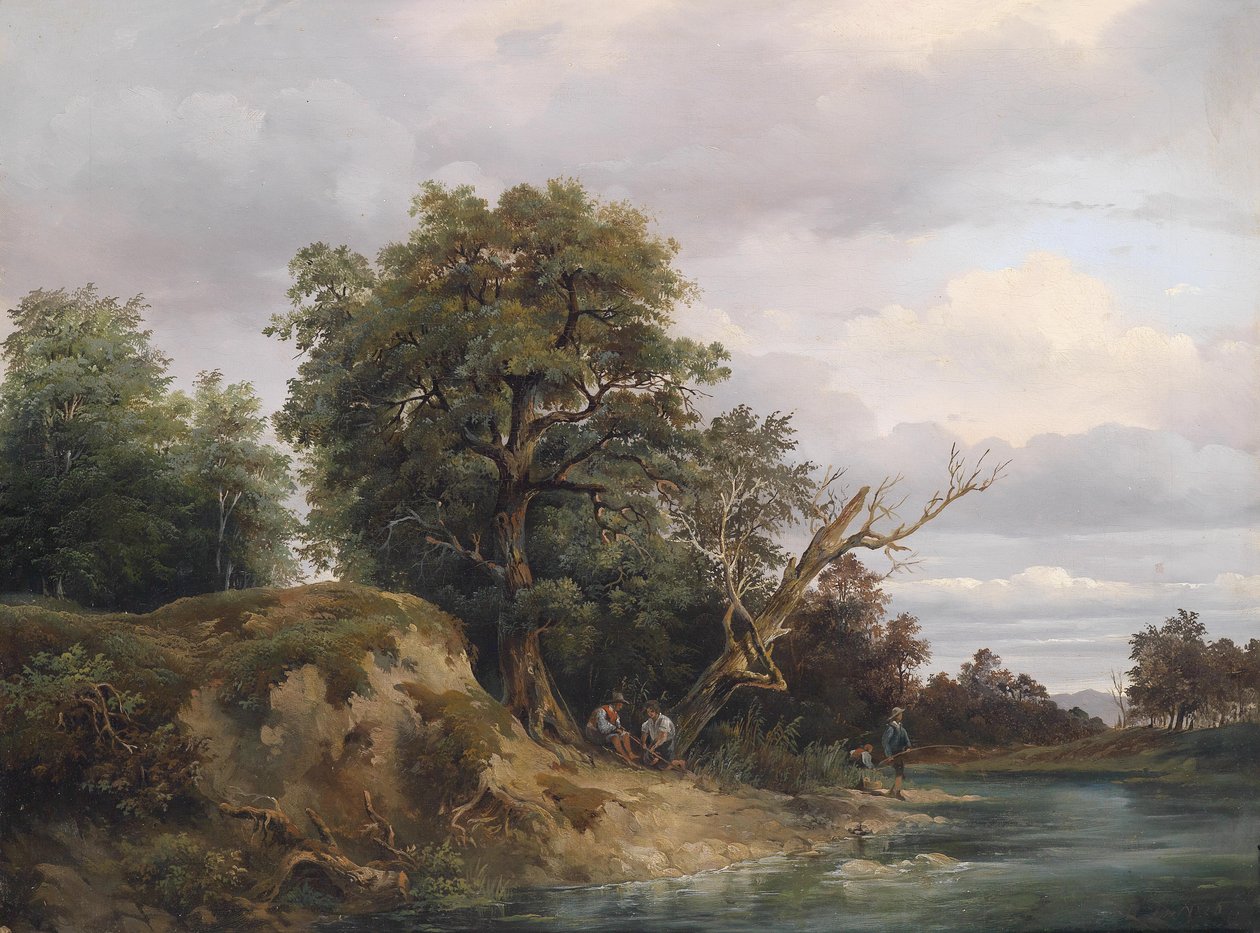 Niemiecki: wędkarz nad rzeką autorstwa Josef Feid