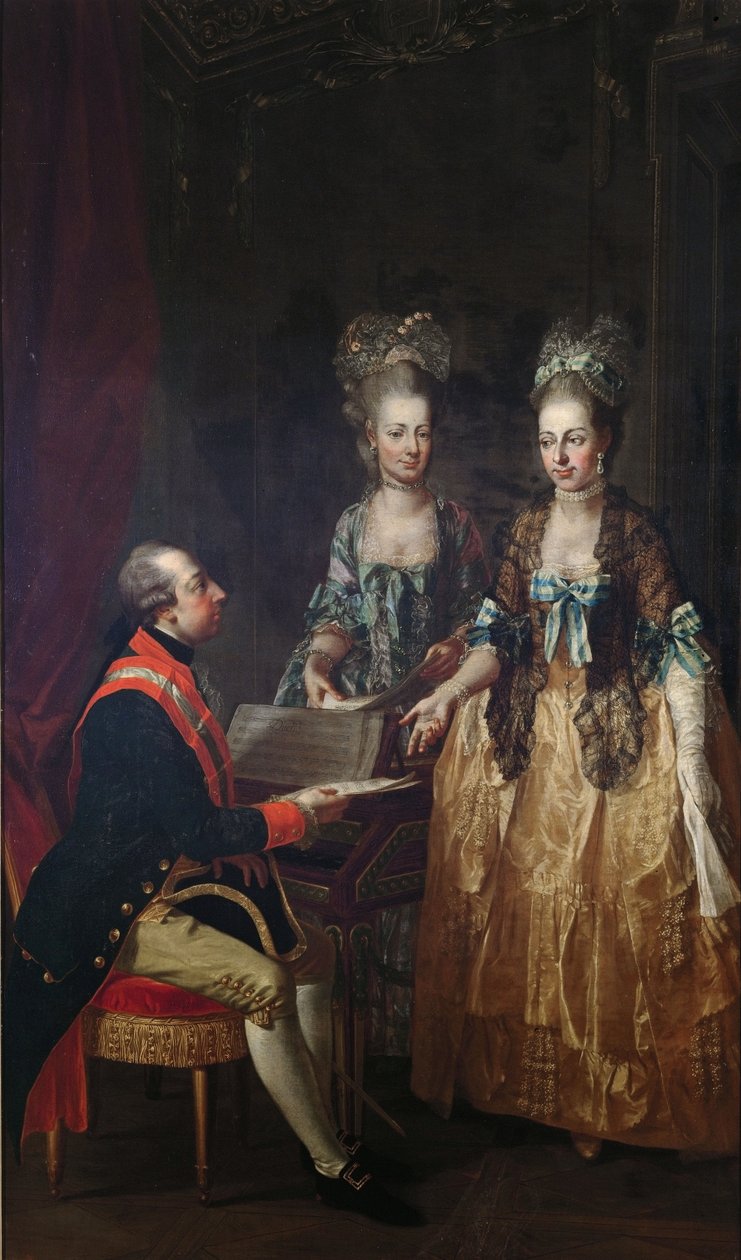 Portret cesarza Józefa II przy szpinecie z siostrami Marią Elżbietą i Marią Anną. autorstwa Josef Hauzinger