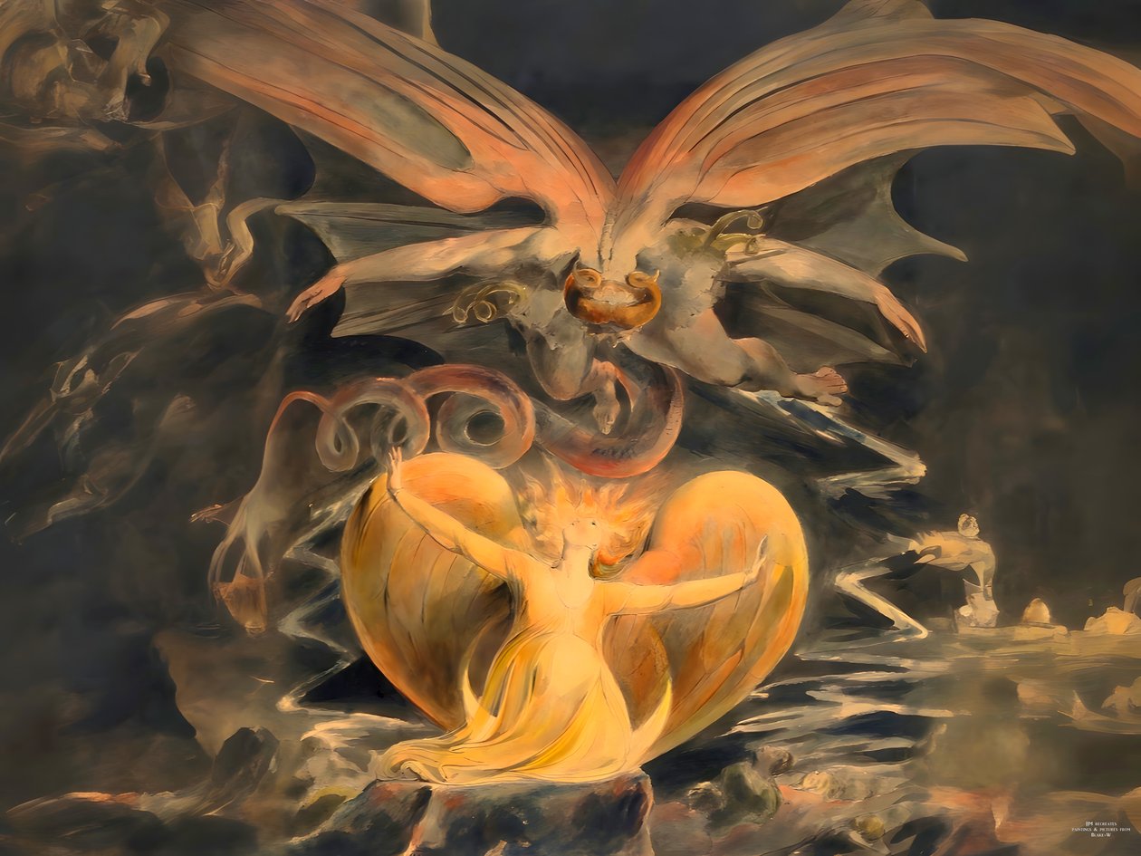 JJM-recreate_Blake-W_The big red dragon and the woman clothed with the sun autorstwa Josef Johann Michel