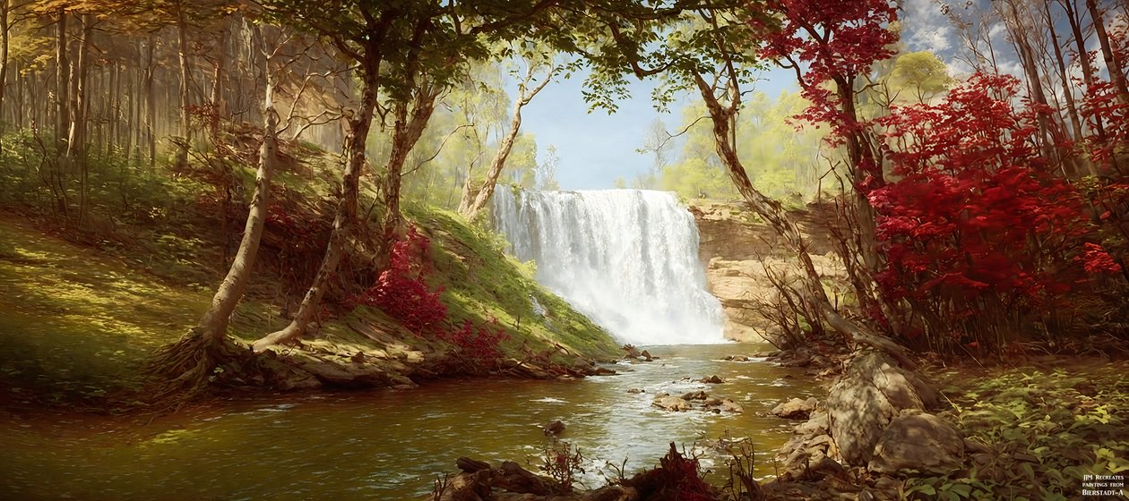JJM odtwarza Bierstadt-A: Minnehaha Falls autorstwa Josef Johann Michel
