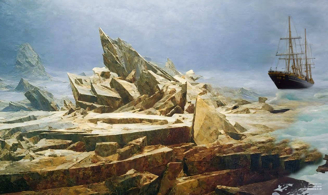 JJM odtwarza Friedrich-C-D: The Arctic Ocean (przed wypadkiem) autorstwa Josef Johann Michel
