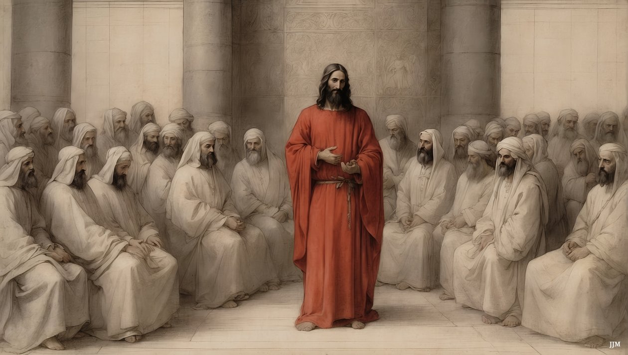 Jezus_oskarżony przed Wysoką Radą Żydów_02 autorstwa Josef Johann Michel