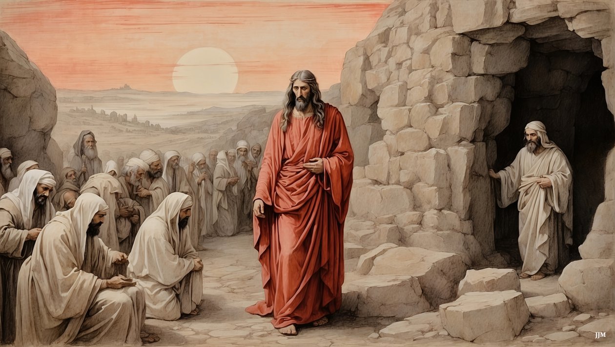 Jezus wskrzesza Łazarza z martwych_01 autorstwa Josef Johann Michel