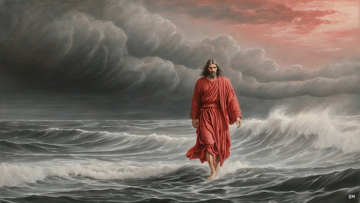 Jesus_walking across the lake_01_E autorstwa Josef Johann Michel