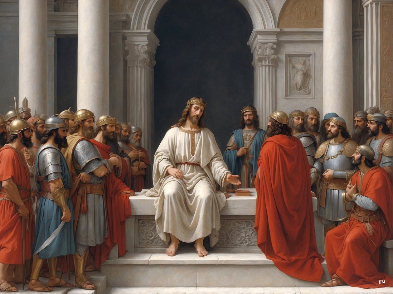 Jezus naucza w świątyni _02 autorstwa Josef Johann Michel