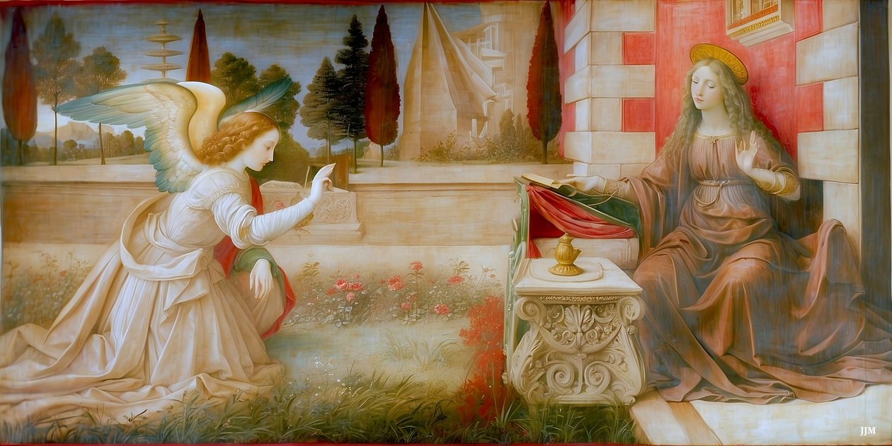 Maryja zostaje powiadomiona o poczęciu przez anioła_01 autorstwa Josef Johann Michel