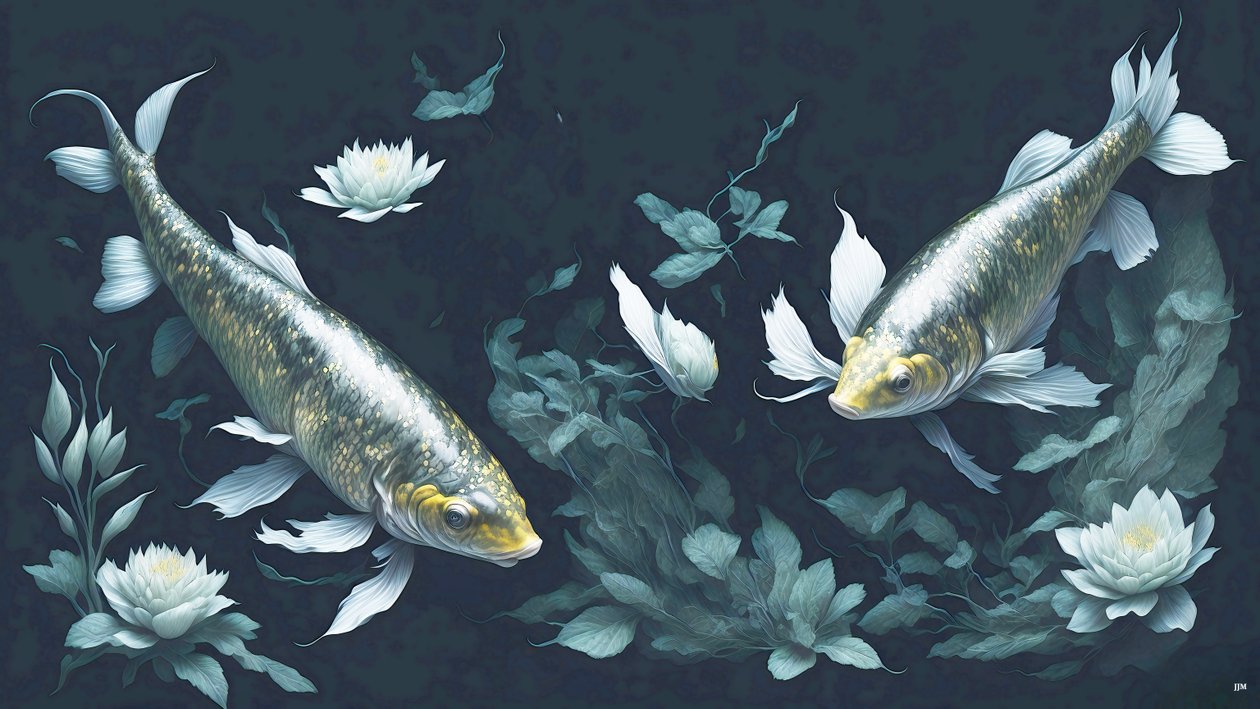 malowanie tuszem: Koi-Karpfish_yellow_02 autorstwa Josef Johann Michel