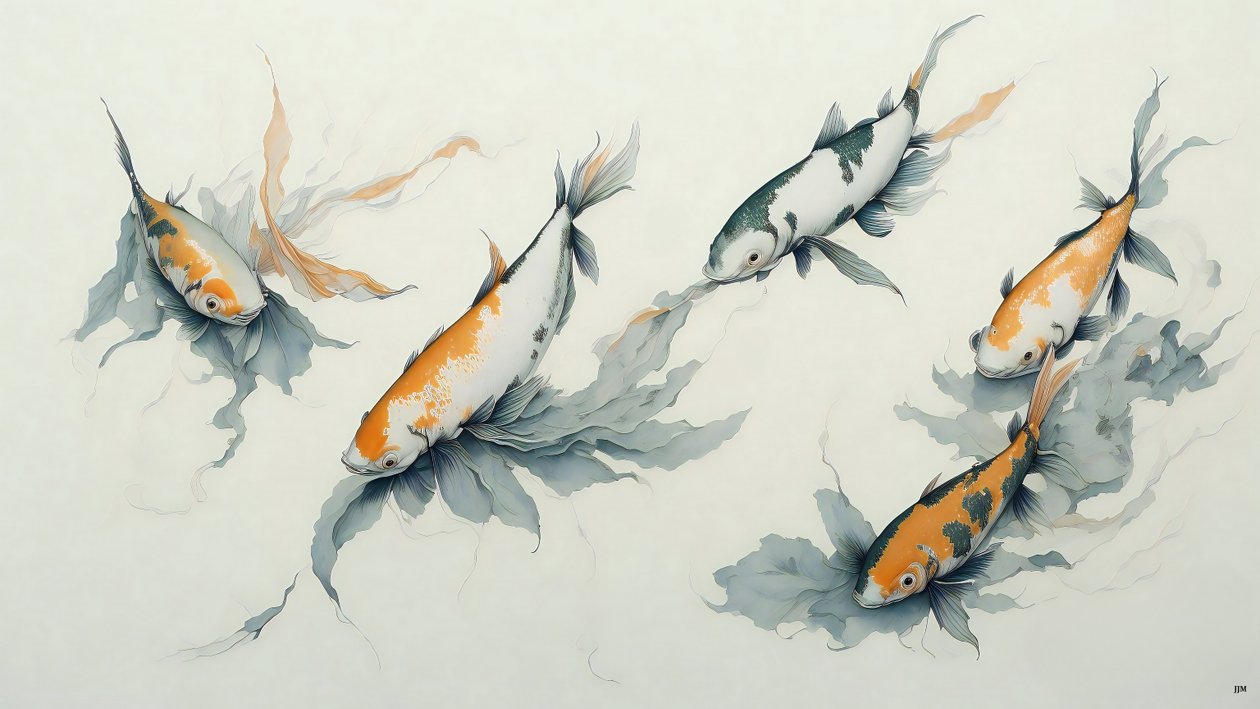 malowanie tuszem: karp Koi fish_01 autorstwa Josef Johann Michel