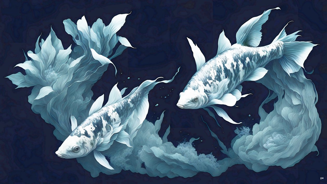 ink_painting_Koi-Karpfish_biały marmur_04 autorstwa Josef Johann Michel