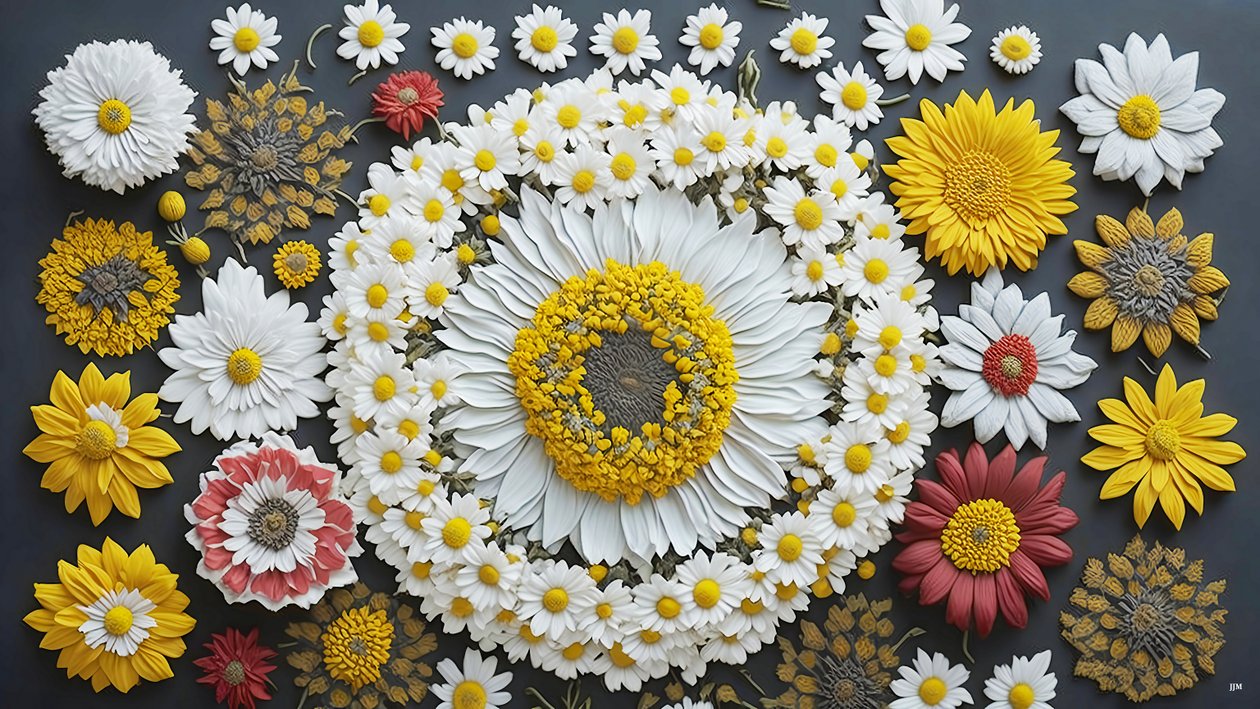 mandala: Rumianek-Matricaria elementy_01 autorstwa Josef Johann Michel
