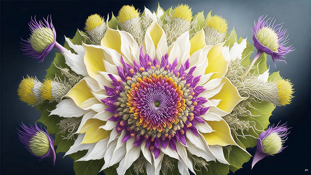 mandala: Oset z kwiatami elementy_02 autorstwa Josef Johann Michel