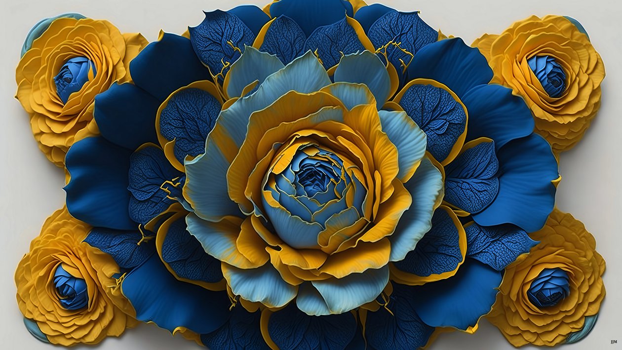 mandala: róże-niebieskie elementy_01 autorstwa Josef Johann Michel