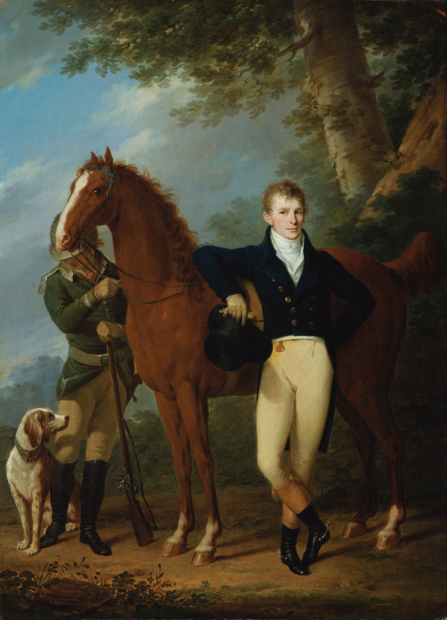 Ludwisarz Johann Caspar Hofbauer z koniem i myśliwym autorstwa Josef Kreutzinger