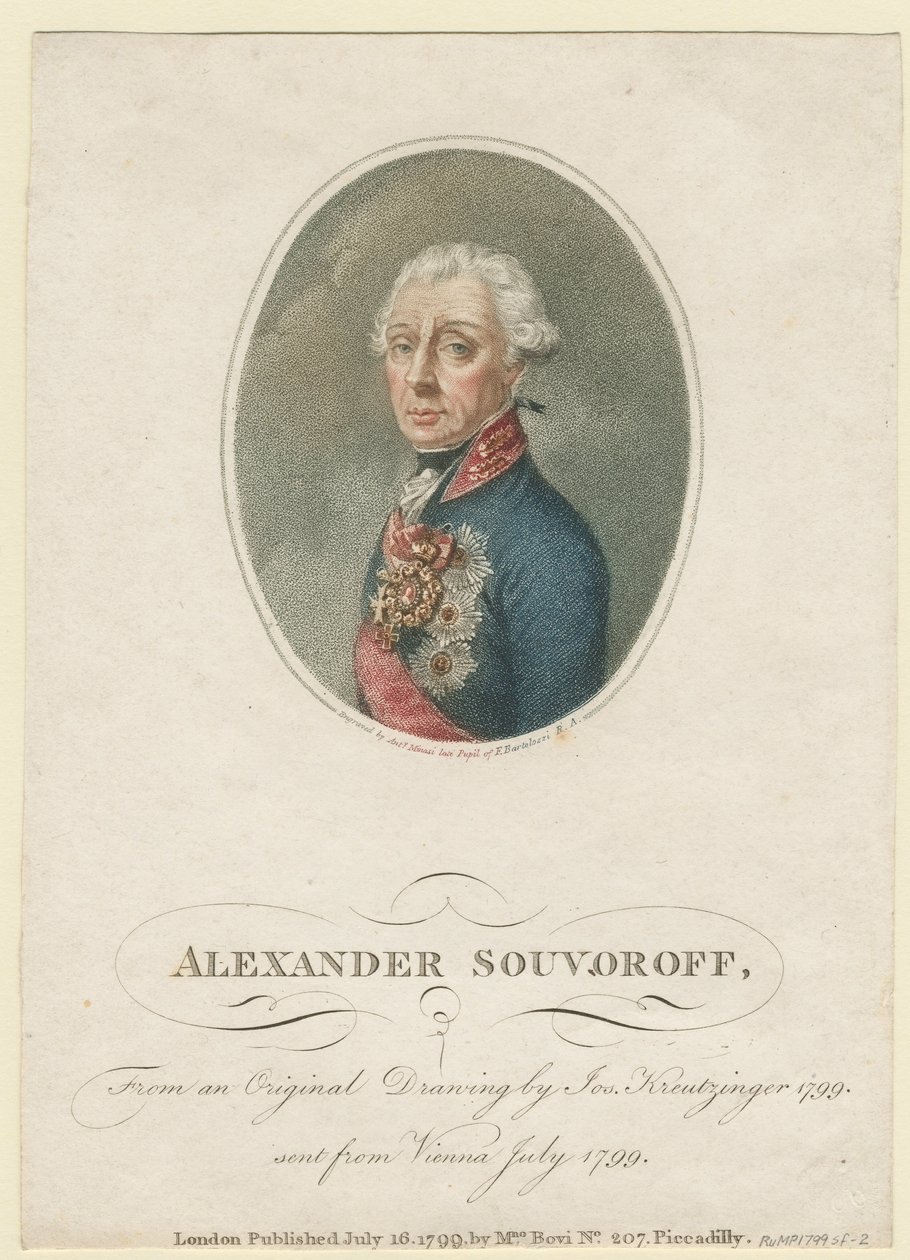 Portret feldmarszałka generalissimusa księcia Aleksandra Suworowa 1729–1800, 1799 autorstwa Josef Kreuzinger