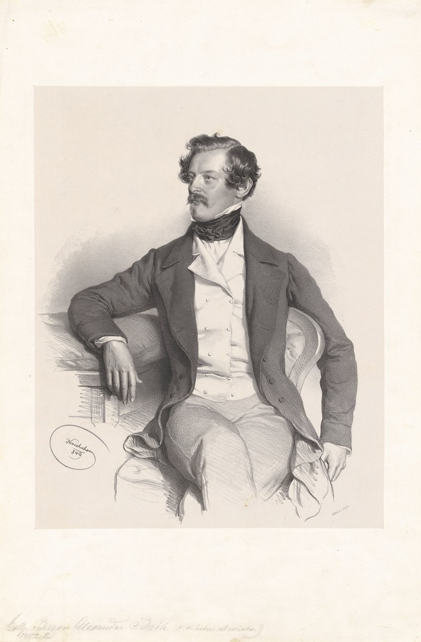 Alexander baron von Bach (1813-1893), prawnik, polityk autorstwa Josef Kriehuber