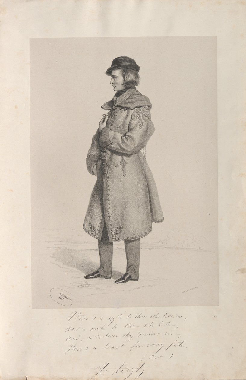 Portret Franciszka Liszta 1811-1886, 1840. autorstwa Josef Kriehuber