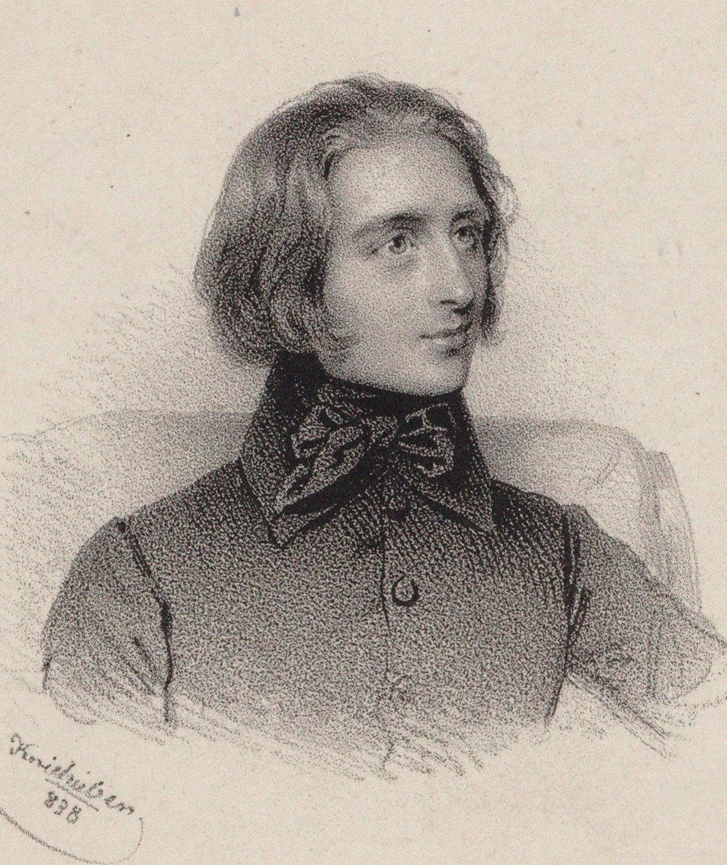 Portret kompozytora Franciszka Liszta 1811-1886, 1838. autorstwa Josef Kriehuber