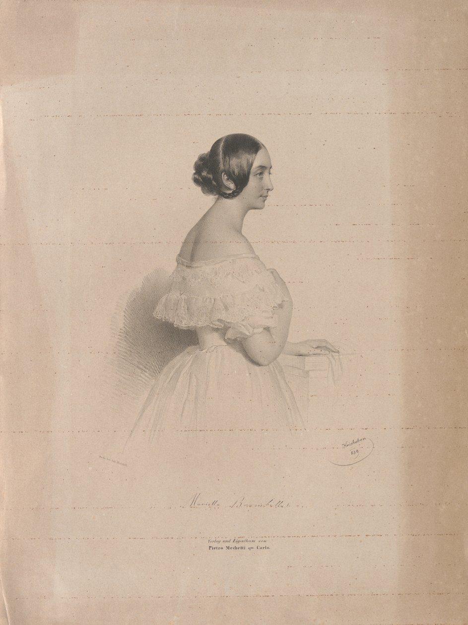 Portret śpiewaczki operowej Marietty Brambilla 1807-1875, 1839. autorstwa Josef Kriehuber