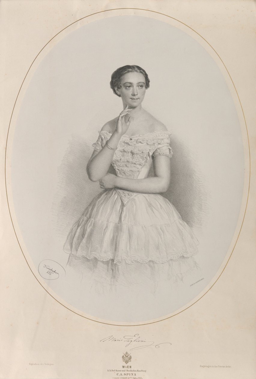 Portret baletnicy Marie Taglioni 1804-1884, 1853. autorstwa Josef Kriehuber