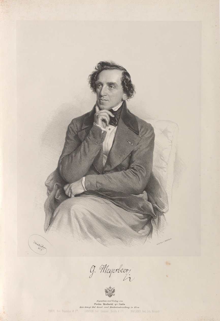 Portret kompozytora Giacomo Meyerbeera 1791-1864, 1847. autorstwa Josef Kriehuber