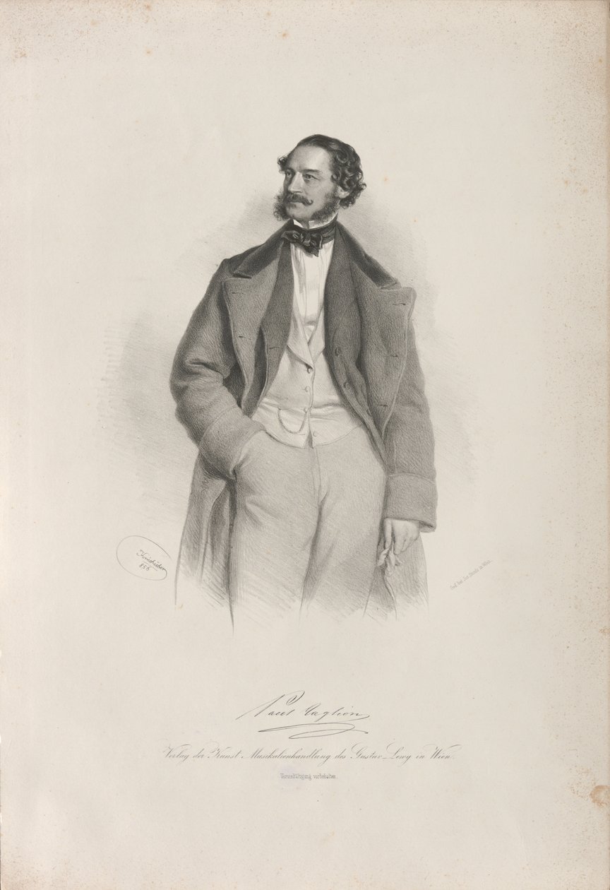 Portret tancerza, choreografa i baletmistrza Paula Taglioniego 1808-1884, 1856. autorstwa Josef Kriehuber