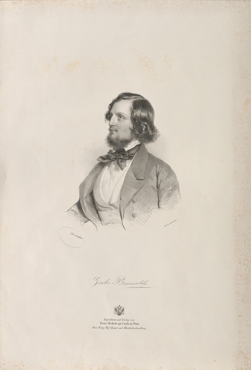 Portret flecisty i kompozytora Giulio Briccialdiego 1818-1881, przed 1850 rokiem. autorstwa Josef Kriehuber