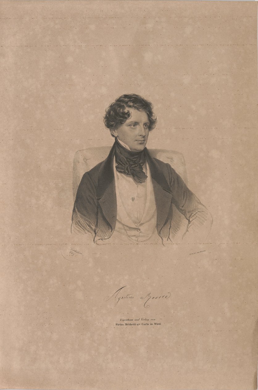 Portret śpiewaka operowego Agostino Rovere 1804-1865 , 1839. autorstwa Josef Kriehuber