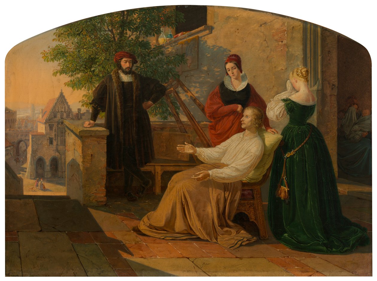 Ostatnie chwile Lucasa van Leydena, 1843 autorstwa Josef Mánes