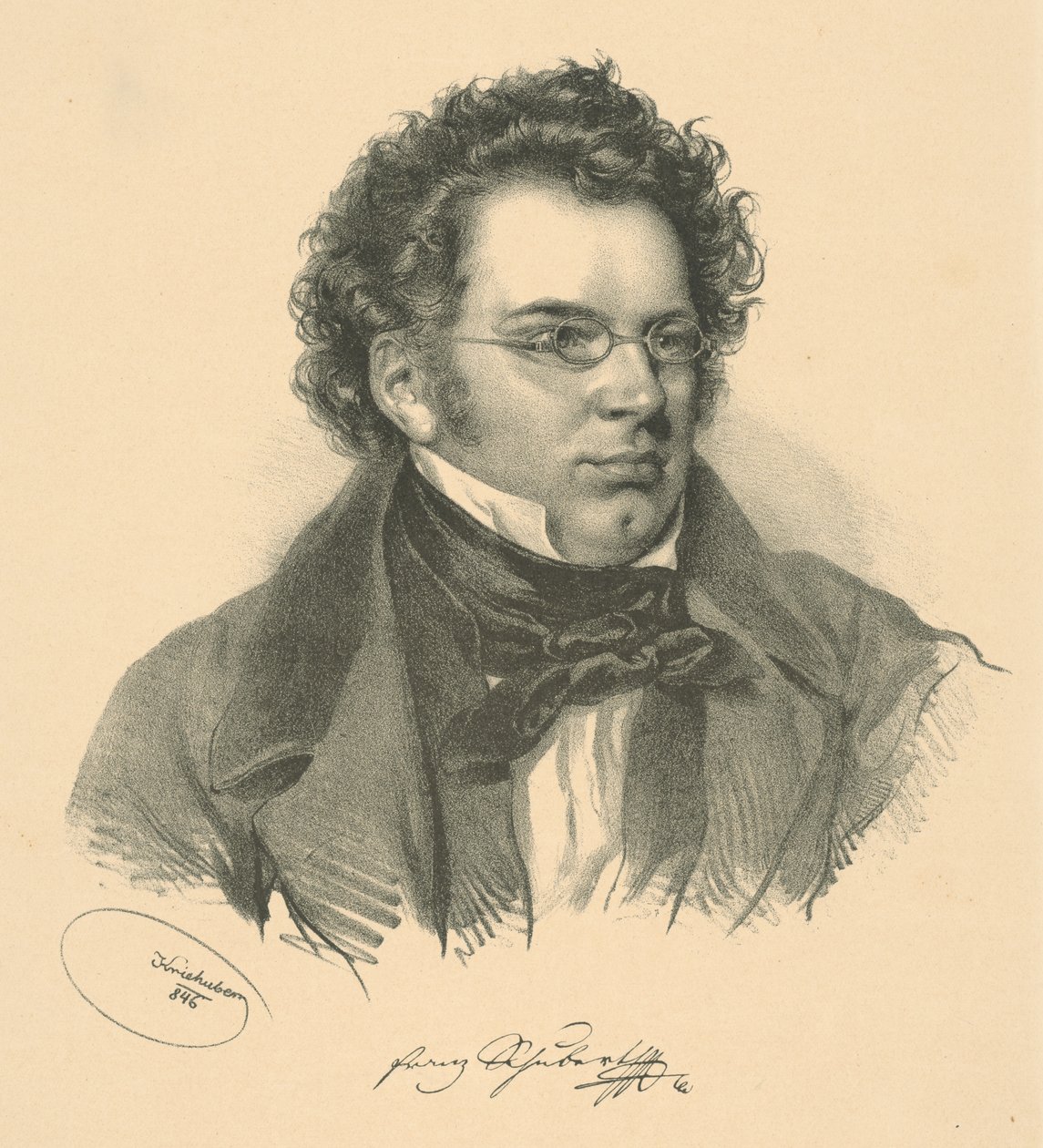 Portret Franza Schuberta 1797-1828, 1846. autorstwa Josef Nikolaus Kriehuber