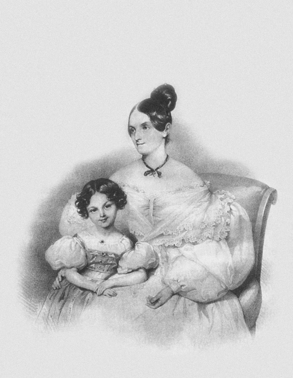 Portret Olgi Narychkiny Potocki z córką Sophie 1802-1861, 1835 autorstwa Josef Nikolaus Kriehuber