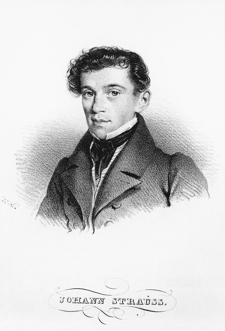 Portret austriackiego kompozytora i dyrygenta Johanna Straussa (Wiedeń autorstwa Josef Nikolaus Kriehuber